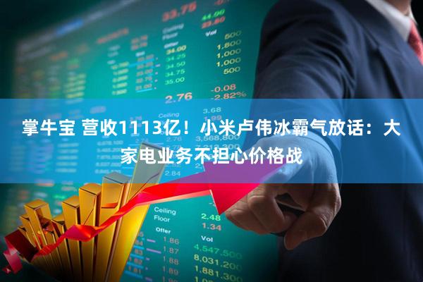 掌牛宝 营收1113亿！小米卢伟冰霸气放话：大家电业务不担心价格战